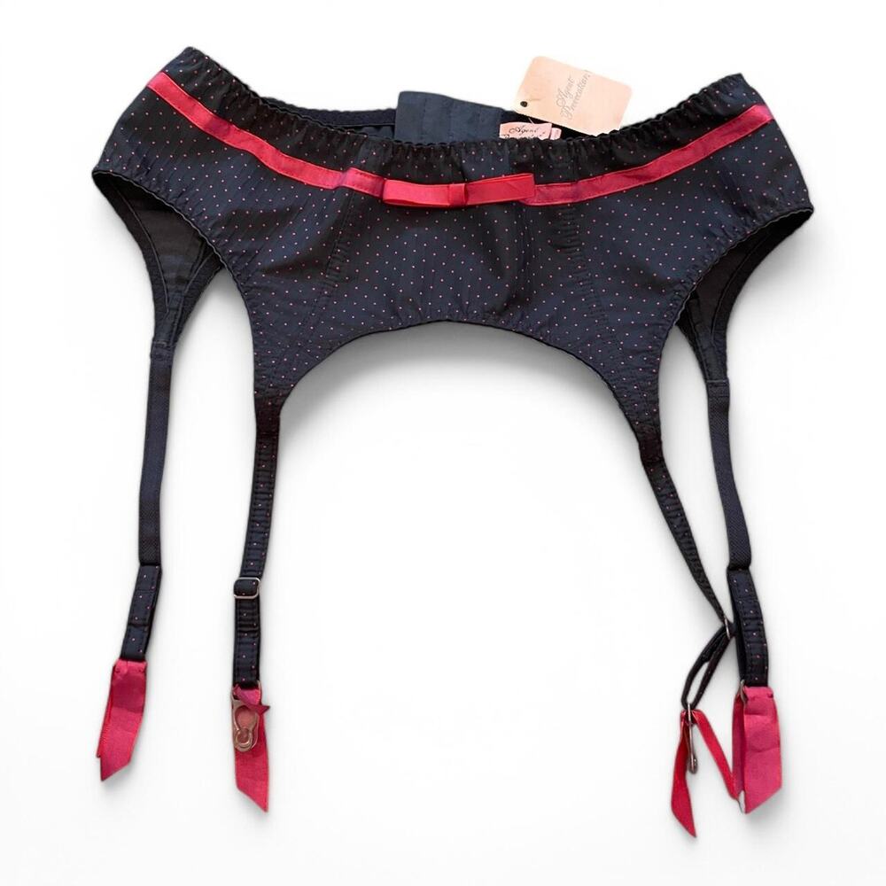 Agent Provocateur Brand New With Tags Blue Pink Polka Dot And Bow Garter Belt